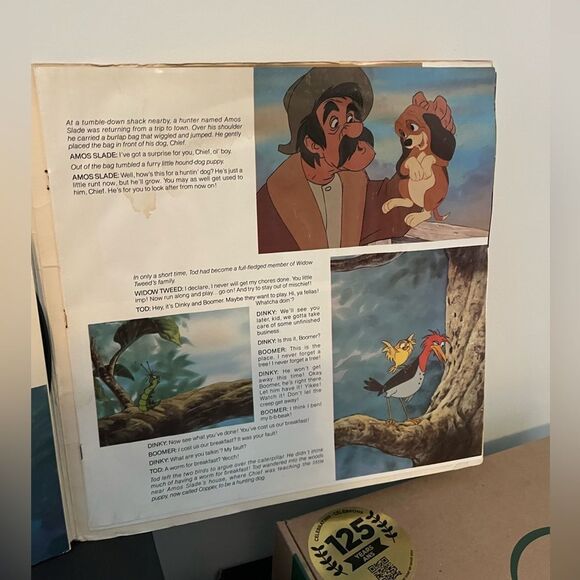 VINTAGE WALT DISNEY THE FOX & THE HOUND LP 12” SINGALONG BOOK & VINYL RECORD - Picture 4 of 6